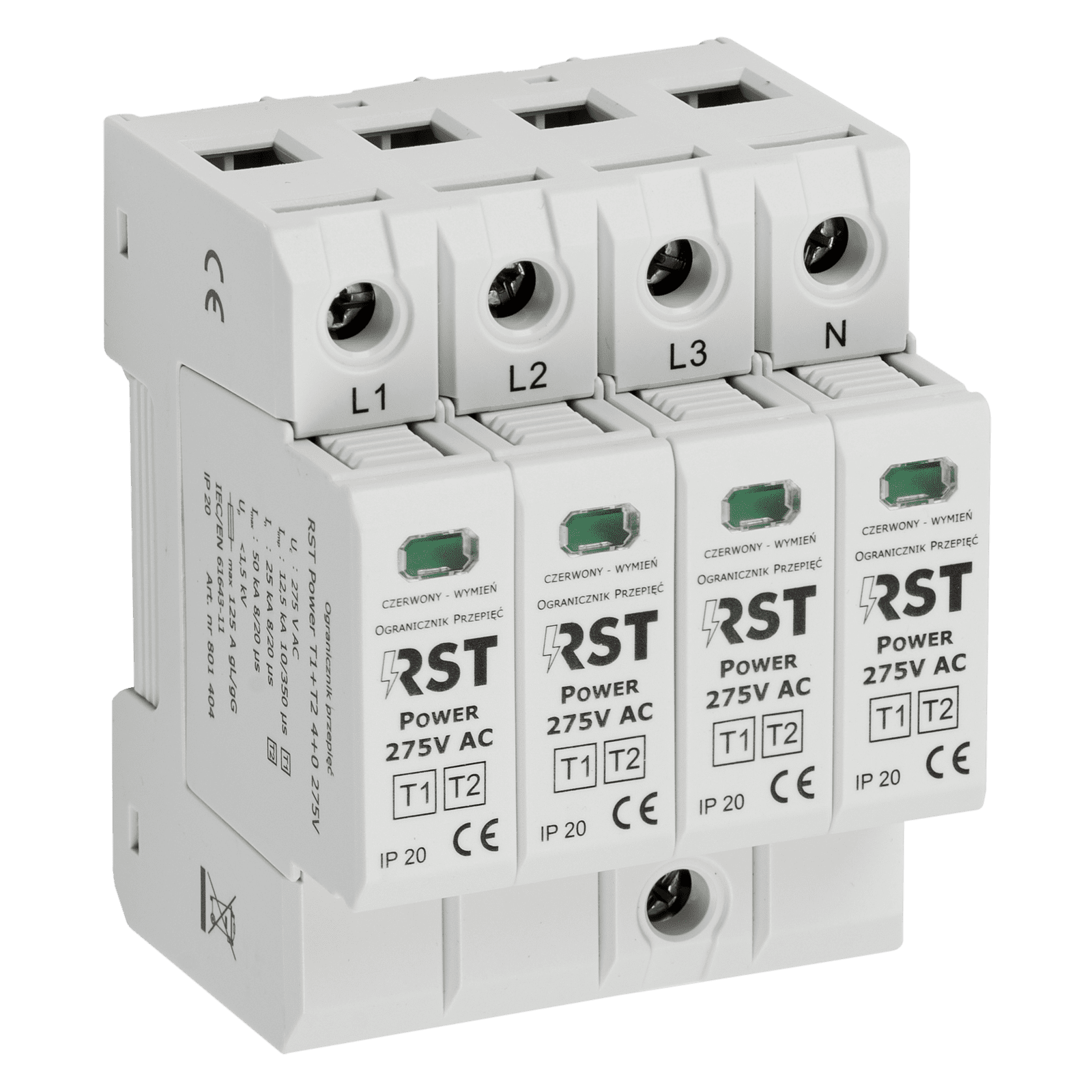 Ogranicznik RST Power AC 3-fazy T1+T2 / 4+0 275V