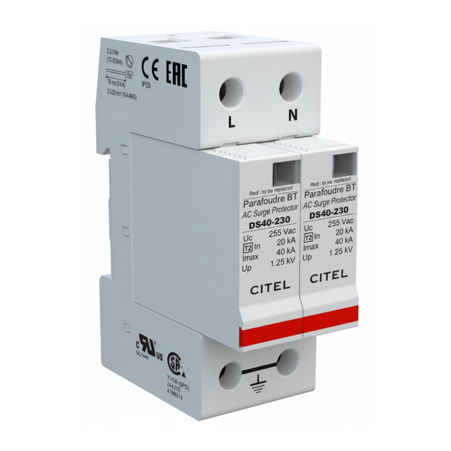 Pārsprieguma aizsargs CITEL maiņstrāva 1-fāze T2 / C461501 DS42-230
